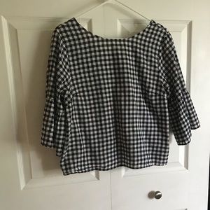 Gingham Flare Sleeve Top